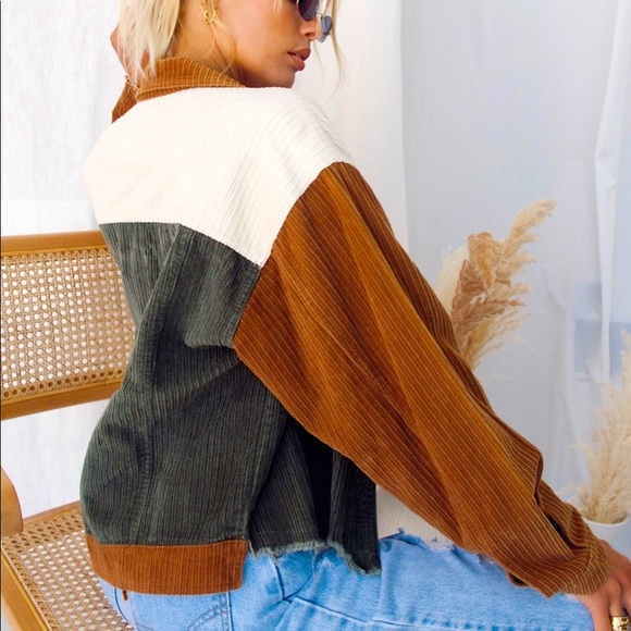 Brand New Color Block Corduroy Jacket 